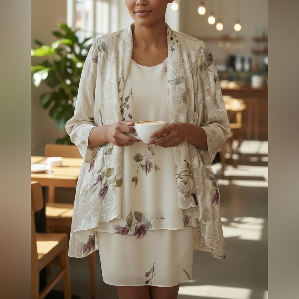 Vintage White Floral Dress Set | 4